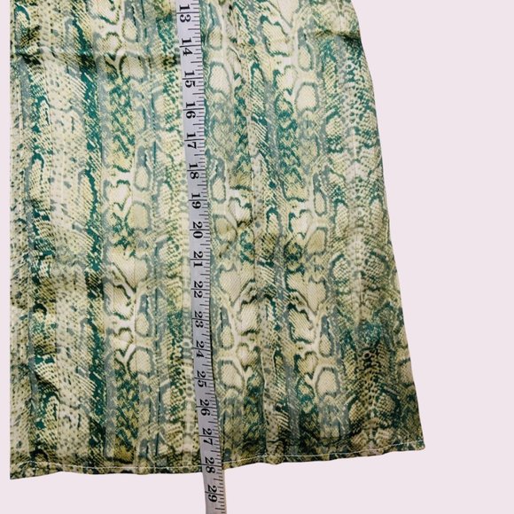4SI3NNA Green Snakeskin Print Ruffled Shoulder Straps Dress - Size Medium - Picture 4 of 9